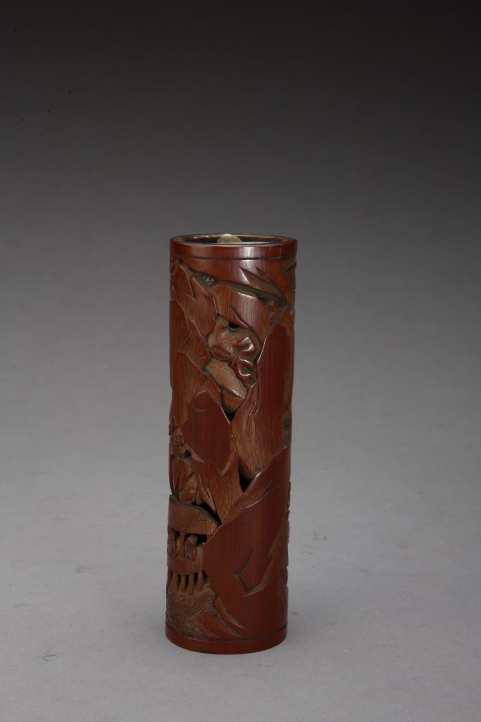 图片[3]-Bamboo carving orchid pavilion picture incense tube-China Archive